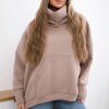 Oversize insulated sweatshirt dark beige