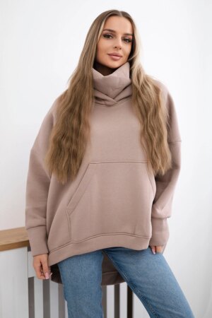 Oversize insulated sweatshirt dark beige