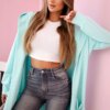 Oversize mint hooded cape