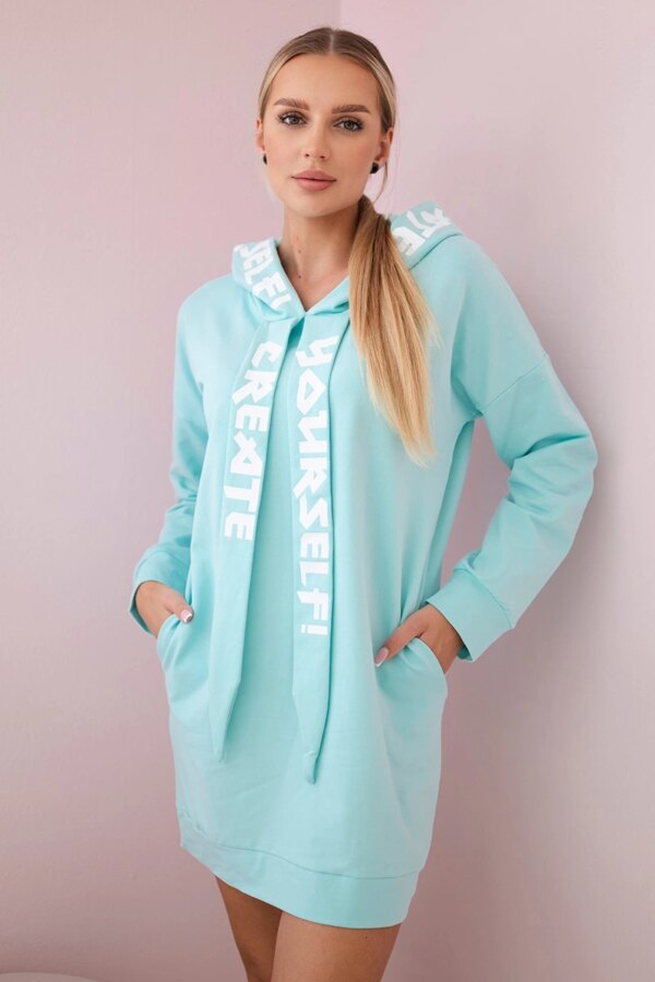 Oversize mint hooded dress