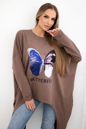 Oversize mocca print blouse