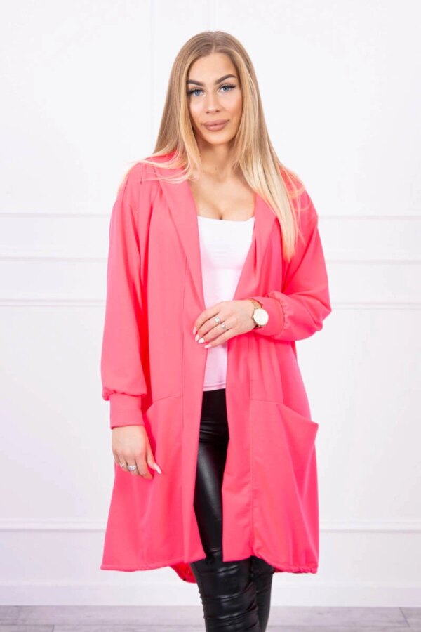 Oversize pink neon cape with hood