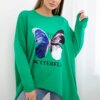 Oversize print blouse light green