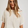 Oversize sweater with metallic thread