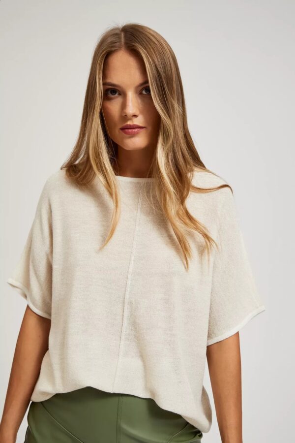 Oversize sweater with metallic thread