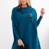Oversize sweatshirt with asymmetrical sides marine