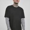 Oversized Double Layer Striped LS Tee Black