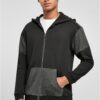Oversized Patch Zip Hoody Black/Charcoal