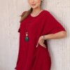Oversized blouse with burgundy pendant