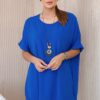 Oversized blouse with pendant cornflower blue