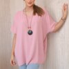 Oversized blouse with pendant in dark pink color