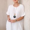Oversized blouse with pendant light beige