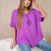 Oversized blouse with pendant purple color