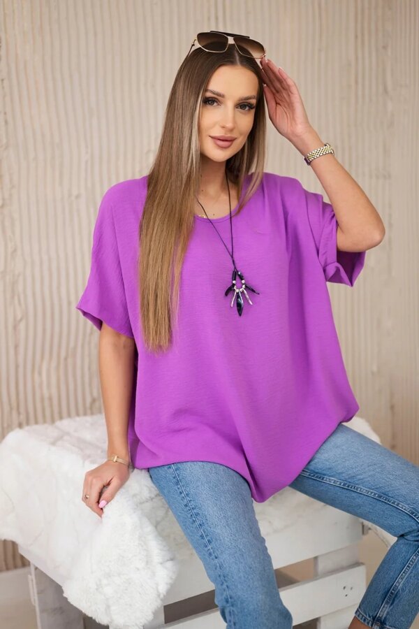 Oversized blouse with pendant purple color