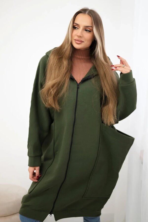 Oversized insulated sweatshirt in khaki color