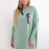Oversized sweatshirt with asymmetrical sides dark mint