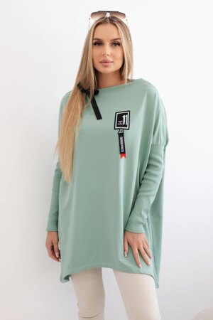 Oversized sweatshirt with asymmetrical sides dark mint