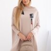 Oversized sweatshirt with asymmetrical sides in beige color