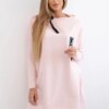 Oversized sweatshirt with asymmetrical sides powder pink