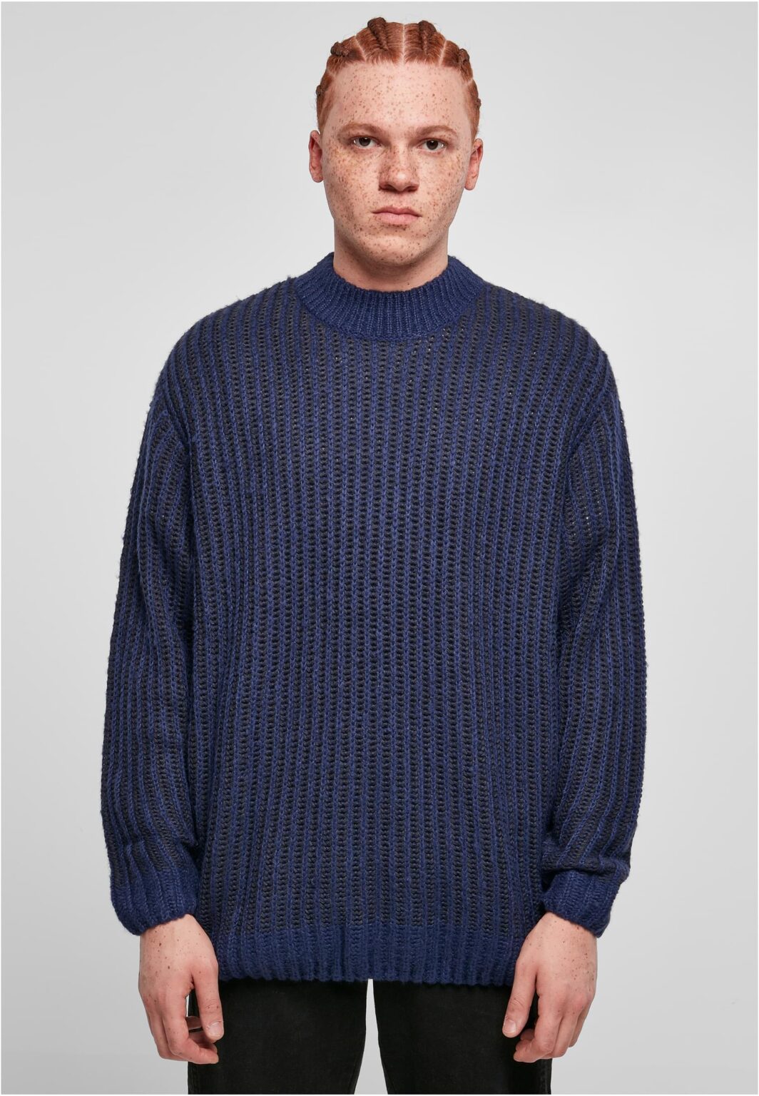 Oversized two-tone sweater navy navy