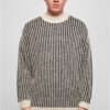 Oversized two-tone sweater white sand/black