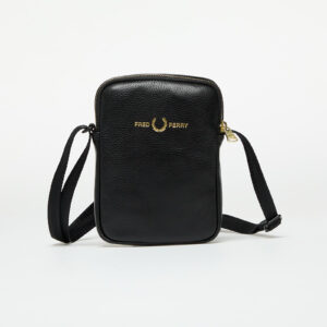 Övtáska FRED PERRY Tumbled Leather Side Bag Black Universal-alacsony-ár