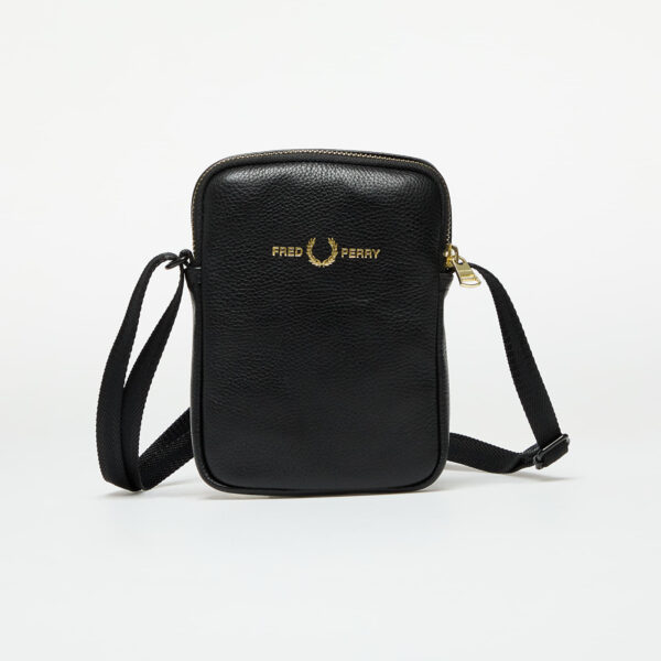 Övtáska FRED PERRY Tumbled Leather Side Bag Black Universal-alacsony-ár