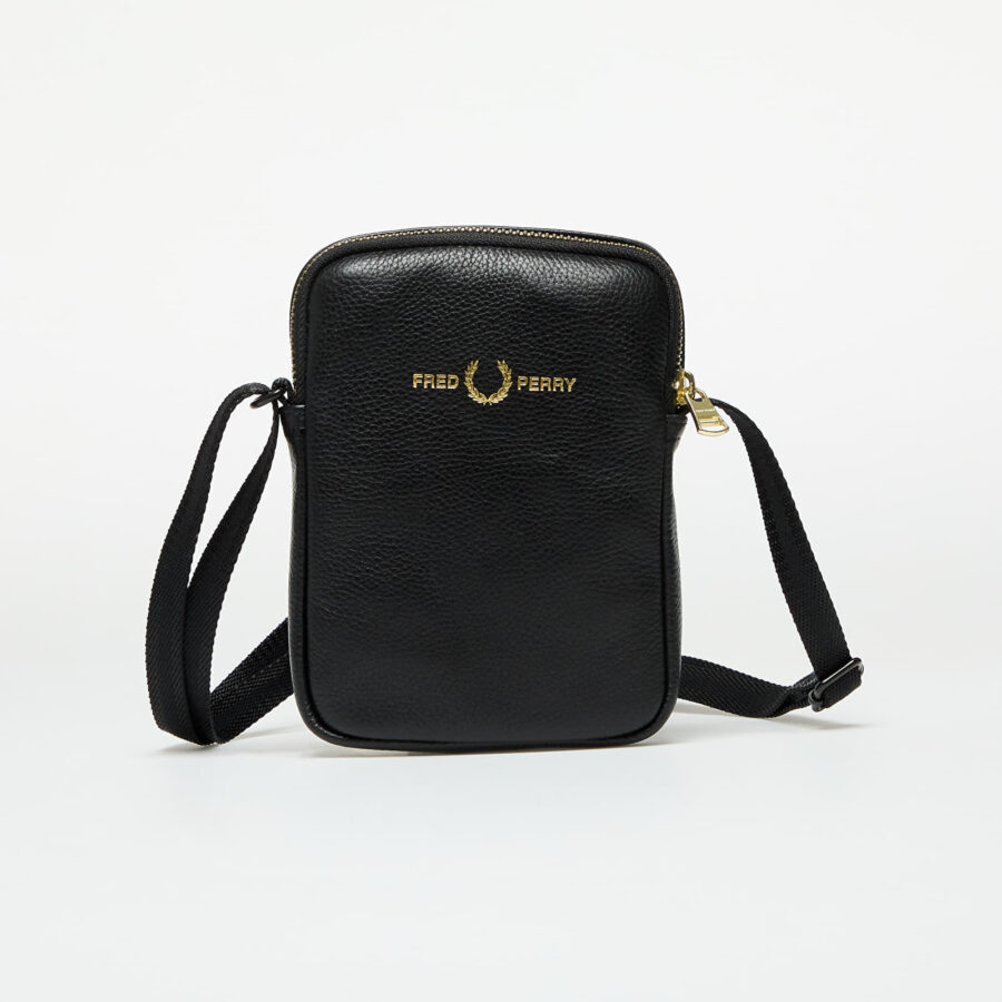 Övtáska FRED PERRY Tumbled Leather Side Bag Black Universal-alacsony-ár