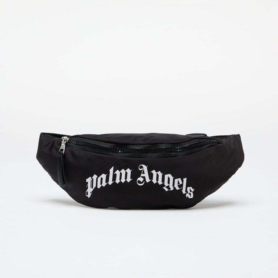 Övtáska Palm Angels Kids Curved Logo Fanny Pack Black/ White Universal-alacsony-ár