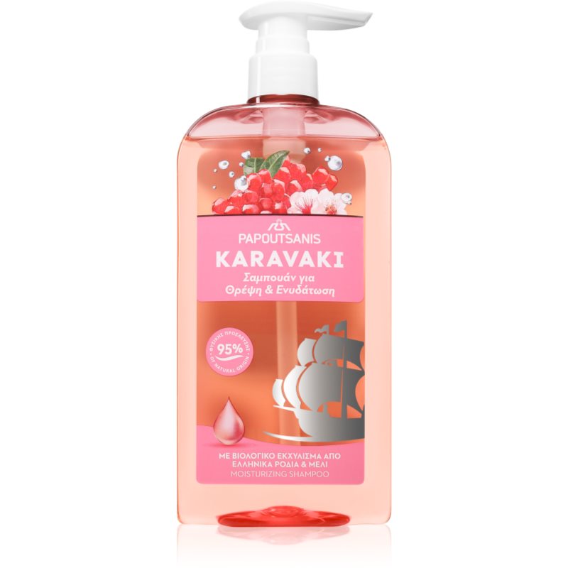 PAPOUTSANIS Karavaki Nutrition & Hydration tápláló sampon 600 ml-ár