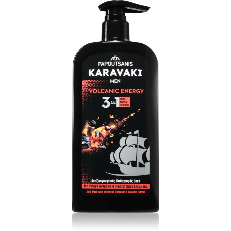 PAPOUTSANIS Karavaki Volcanic Energy tisztító gél 3 in 1 550 ml-ár