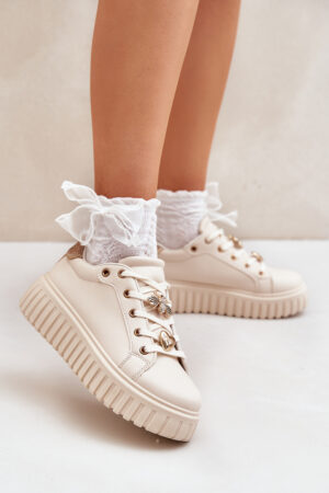 PE1 Női Sneakers Szalagokkal Bézs Grelesi