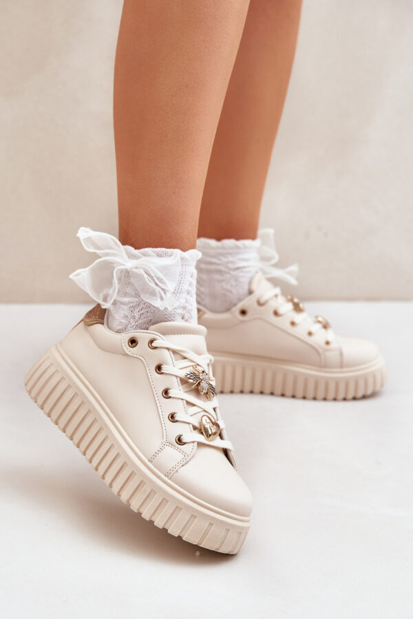 PE1 Női Sneakers Szalagokkal Bézs Grelesi