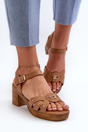 PE1 Női magassarkú szandál barna Eco Leather Assames színben
