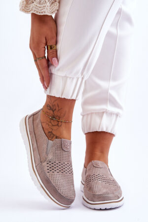 PE1 Velúr Slip-on Cipők Bézs-Arany Inez