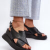 PE2 Női fekete platform és ékszandál Eco Leather Vaiara anyagból