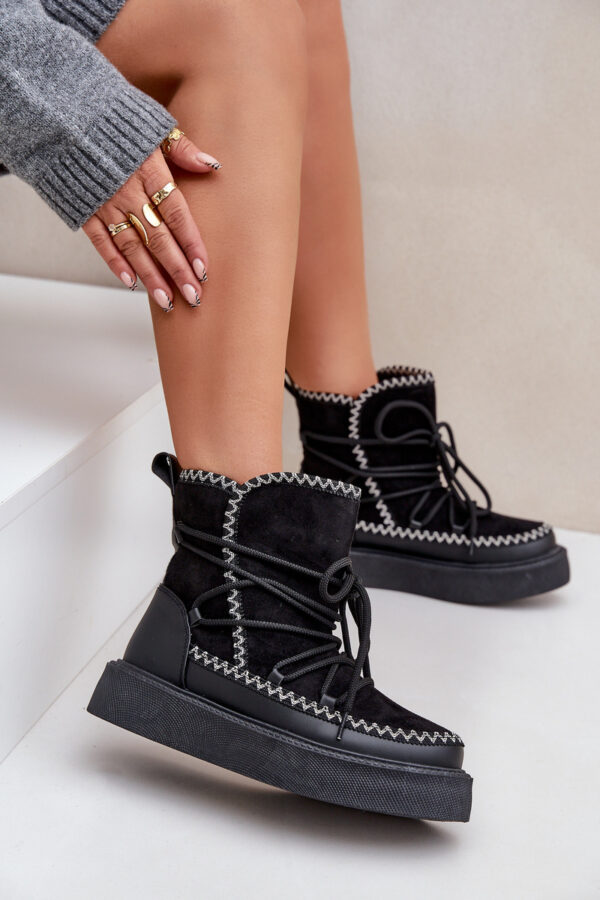 PH2 Női Hósz boots Hímzéssel Platformon Fekete Naleris