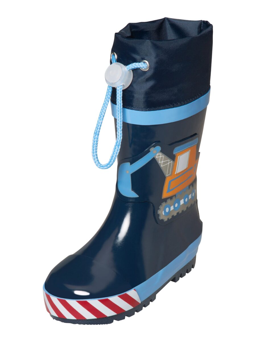 PLAYSHOES Gumicsizmák 'Baustelle'  tengerészkék / világoskék / kő / narancs-hu