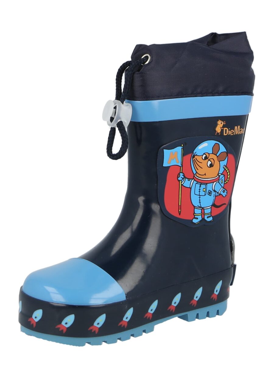 PLAYSHOES Gumicsizmák 'Die Maus Weltraum'  tengerészkék / világoskék / narancs / rozsdavörös-hu