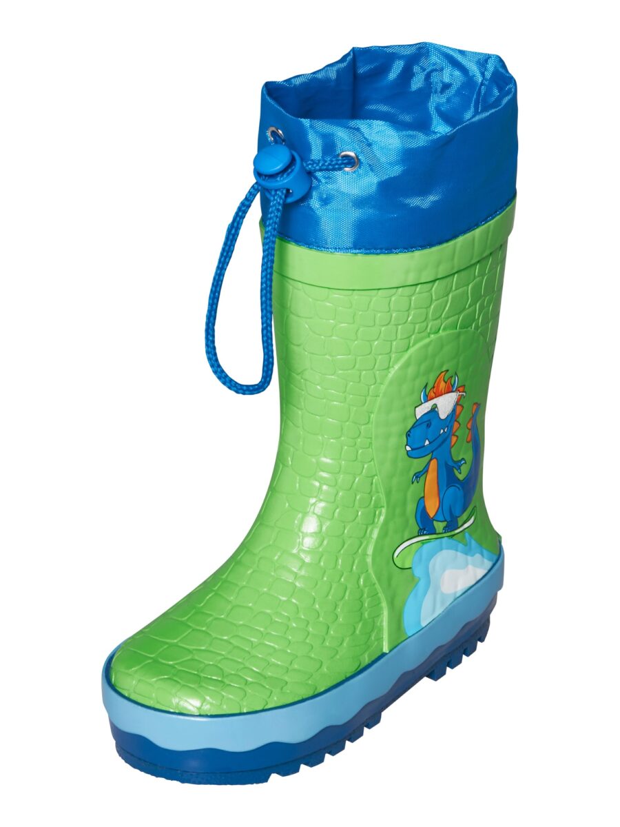 PLAYSHOES Gumicsizmák 'Dino'  kék / citromzöld / narancs-hu