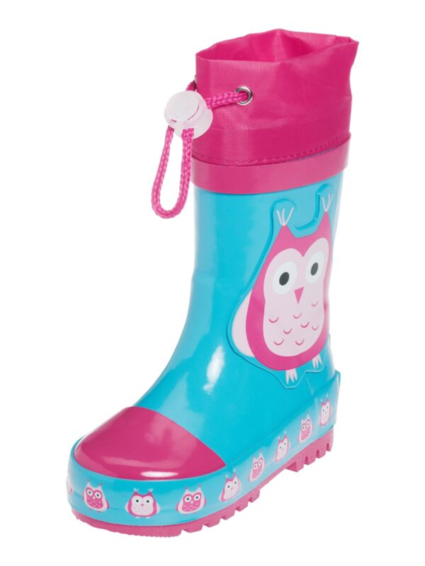 PLAYSHOES Gumicsizmák 'Eule'  kék / világos-rózsaszín / sötét-rózsaszín