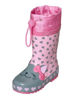 PLAYSHOES Gumicsizmák 'Katze'  pasztellzöld / rózsaszín-hu