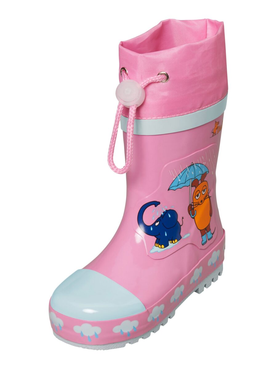 PLAYSHOES Gumicsizmák 'Maus & Elefant'  tengerészkék / világoskék / narancs / rózsaszín-hu