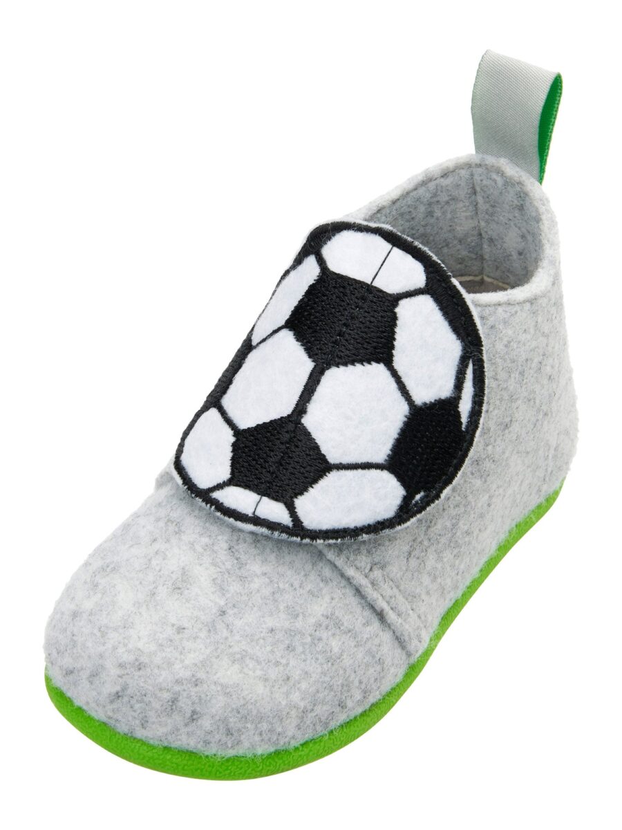PLAYSHOES Házi cipő 'Fußball'  szürke / fekete / fehér-hu