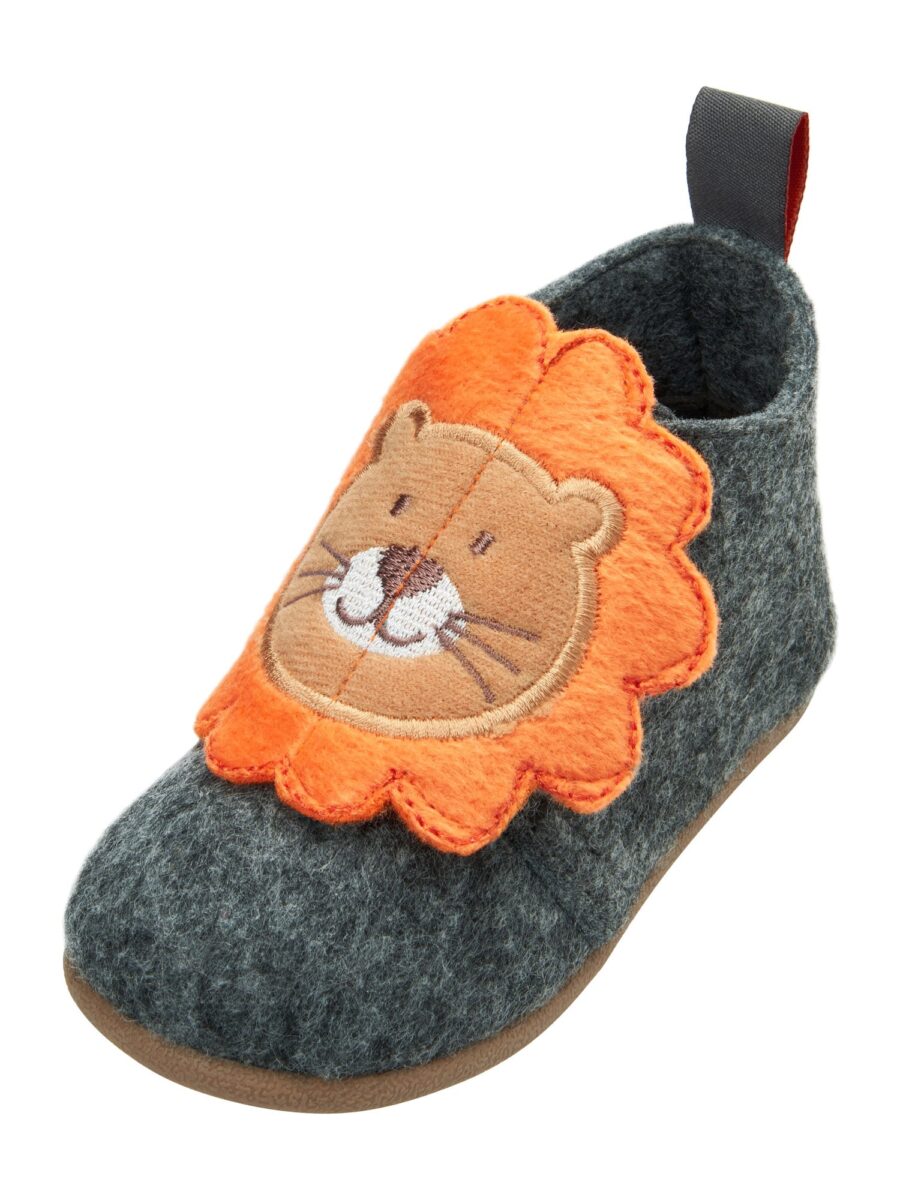 PLAYSHOES Házi cipő 'Löwe'  barna / szürke / narancs / fehér-hu