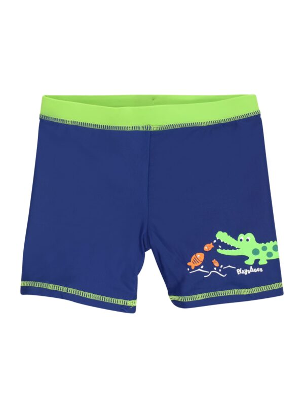 PLAYSHOES Rövid fürdőnadrágok 'Krokodil'  királykék / neonzöld / pasztellnarancs