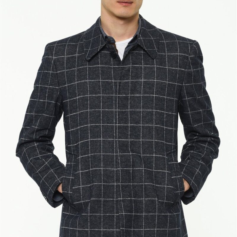 PLT8206 DEWBERRY MEN'S COAT-PATTERNED NAVY BLUE