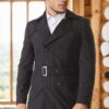 PLT8321 DEWBERRY MEN'S OVERCOAT-PLAIN BLACK