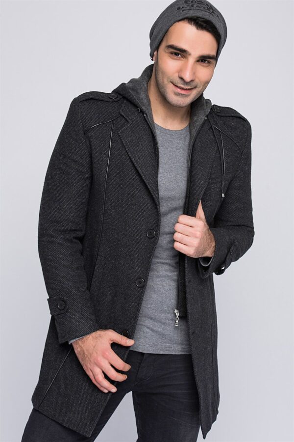 PLT8334 DEWBERRY MEN'S COAT-PATTERNED BLACK