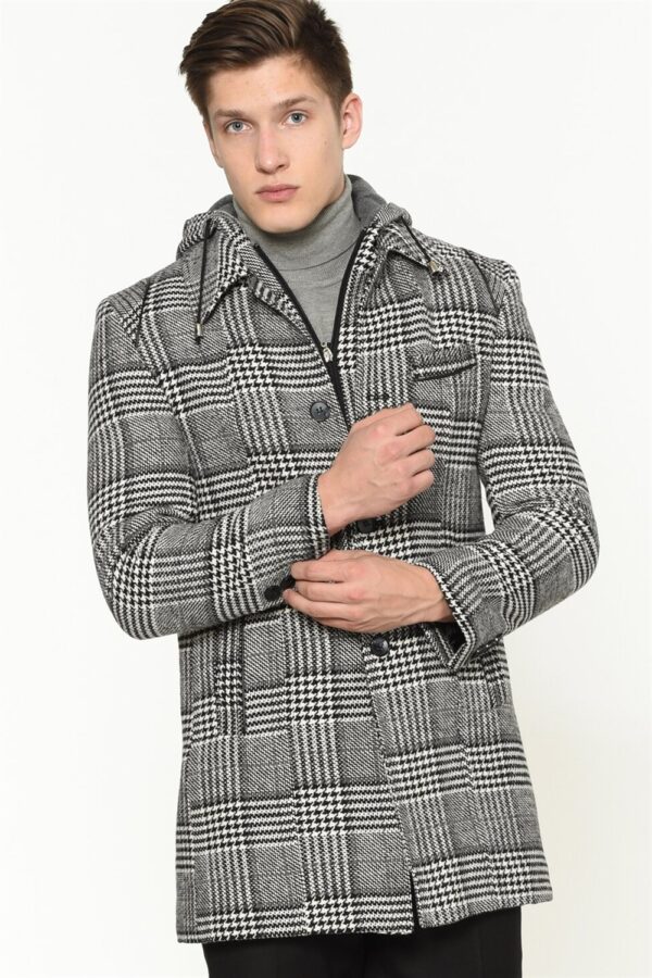 PLT8335 DEWBERRY MEN'S COAT-PATTERNED BLACK